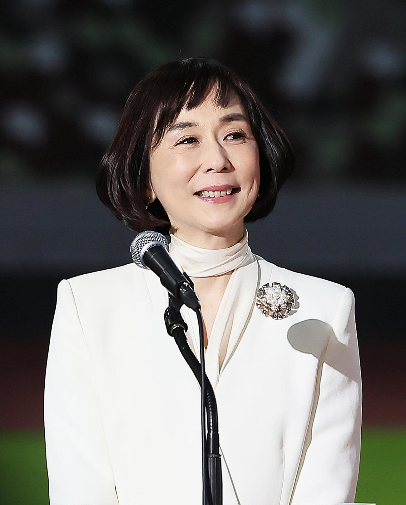 川淵三郎氏の文化勲章受章を祝う会で司会を務めたテレビ朝日の大下容子アナウンサー