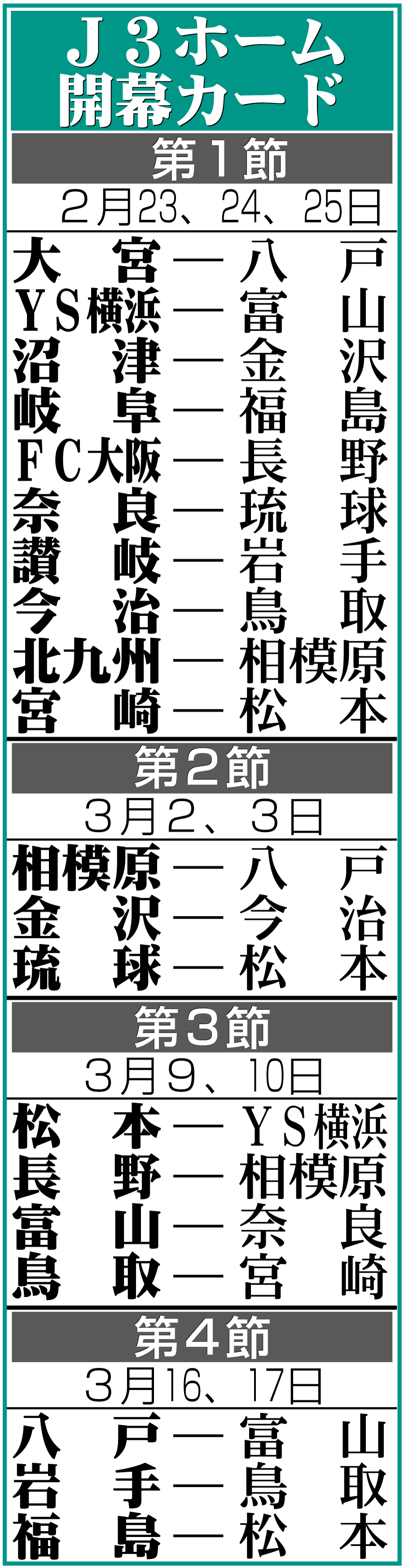 【イラスト】Ｊ３ホーム開幕カード