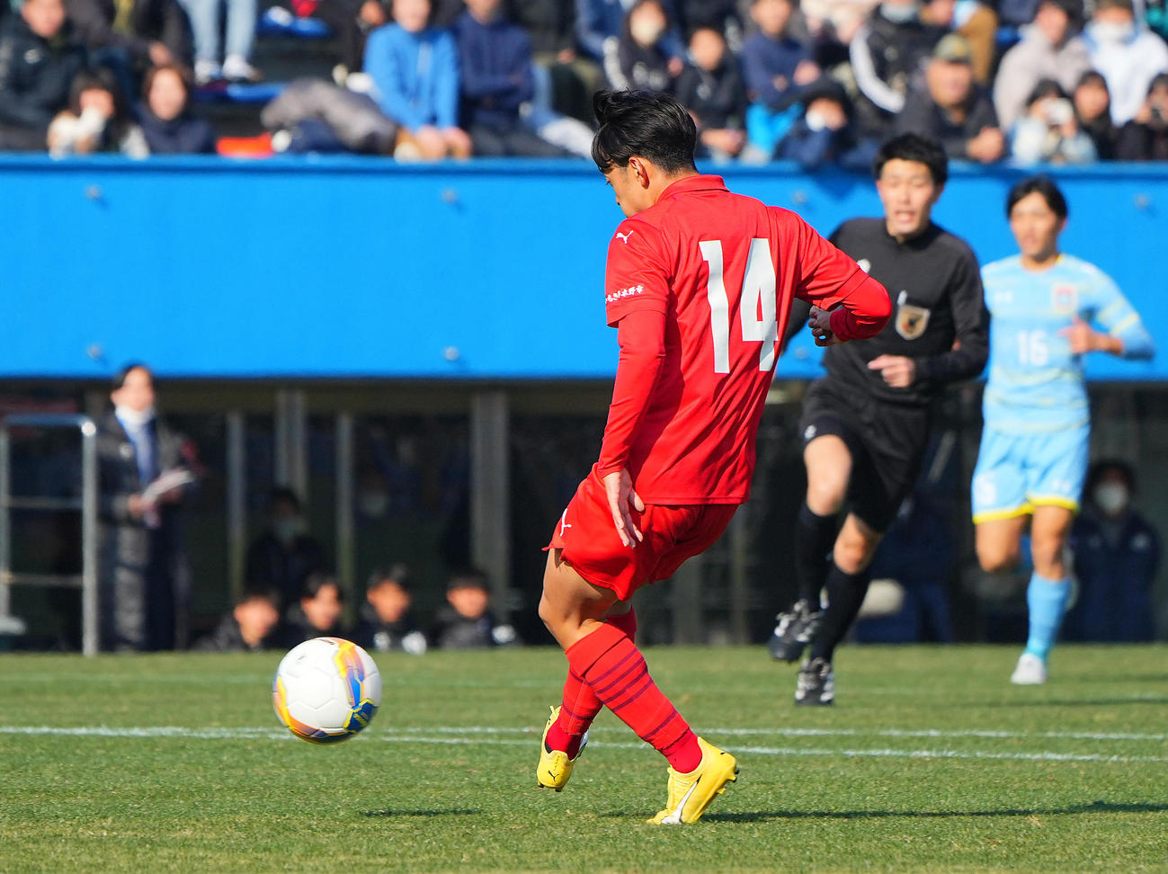 神村学園対松本国際　前半、先制のゴールを決める神村学園・名和田（撮影・垰建太）