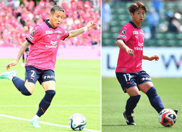 DF松田陸（左）とMF鈴木徳真