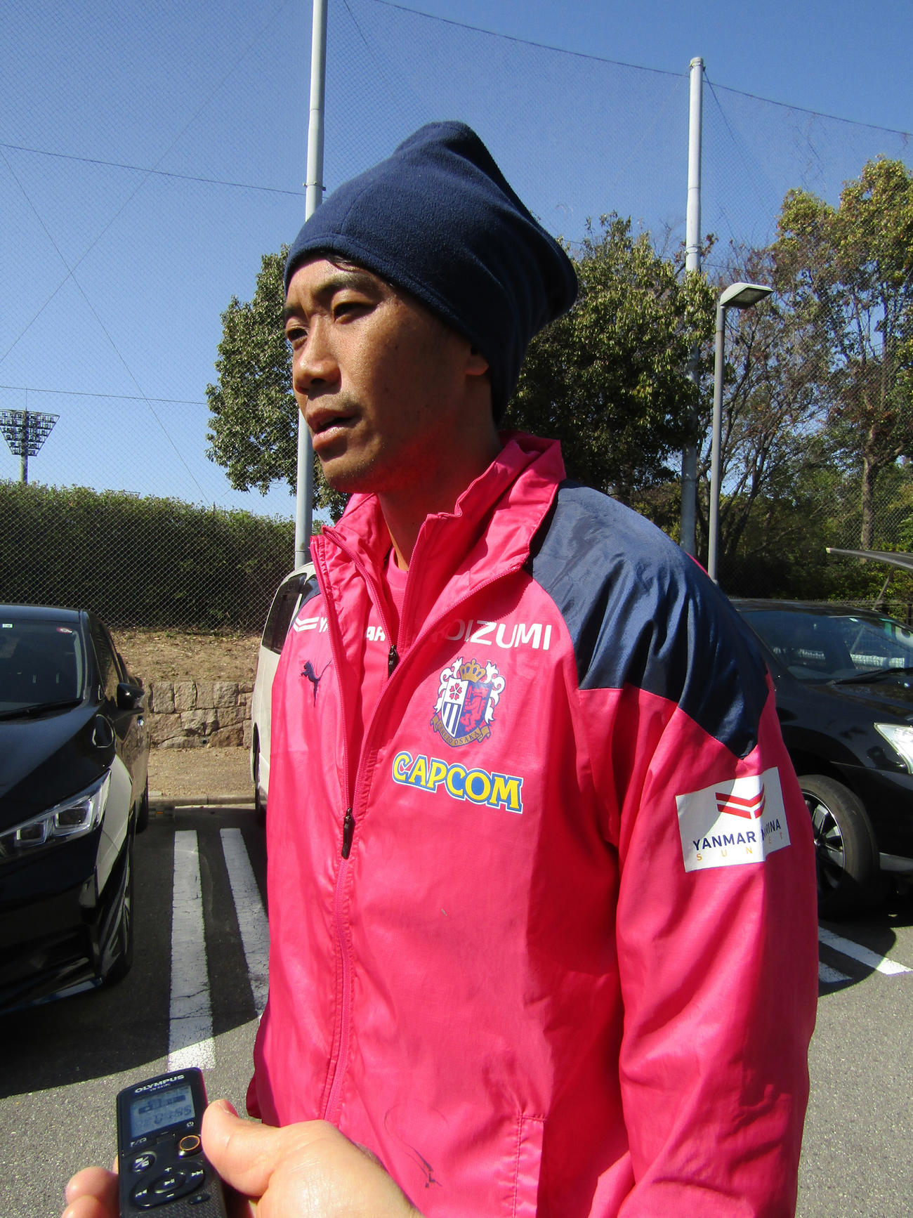 取材に応じるC大阪香川（撮影・横田和幸）