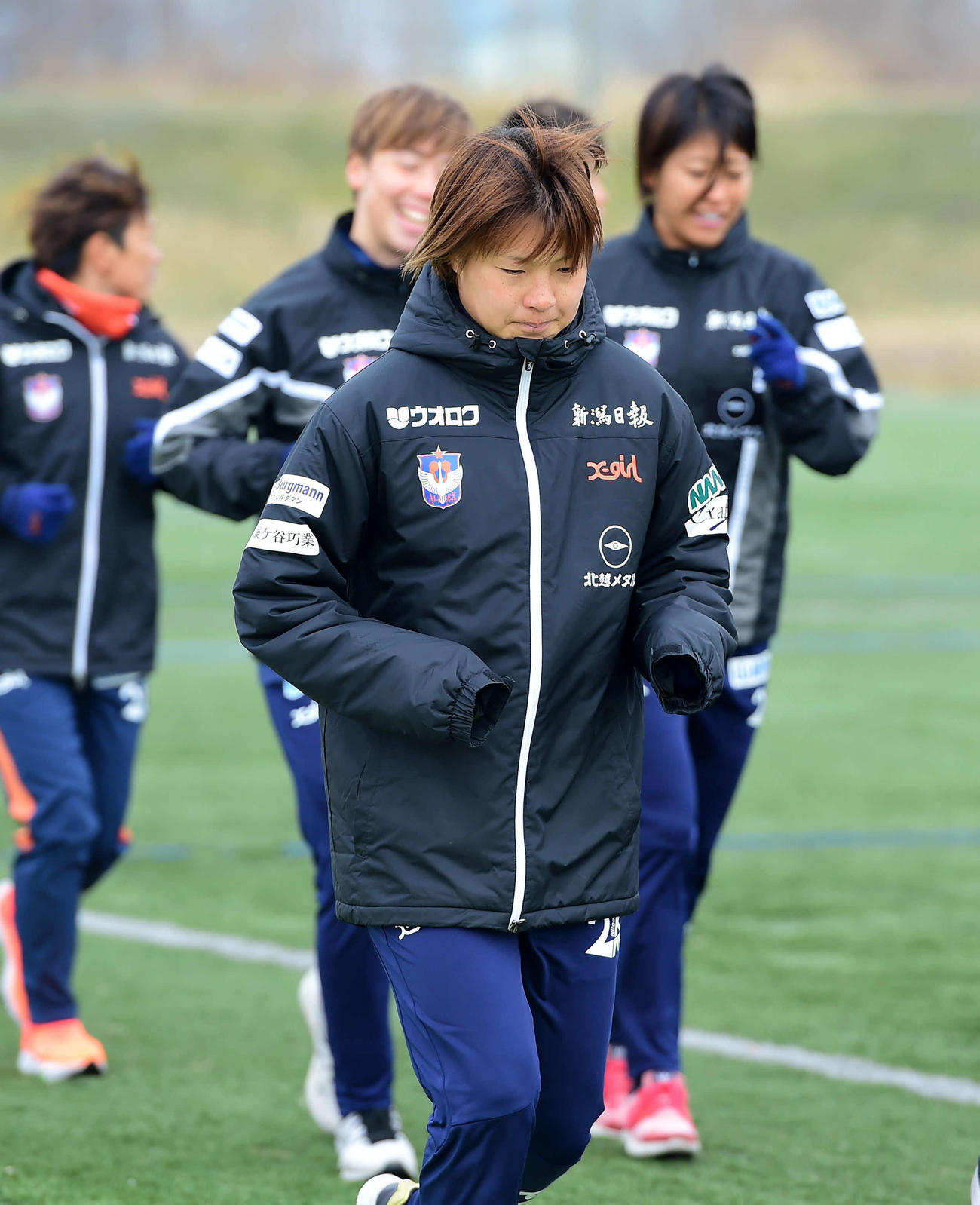 軽めの練習メニューで調整を進める新潟レディース白井