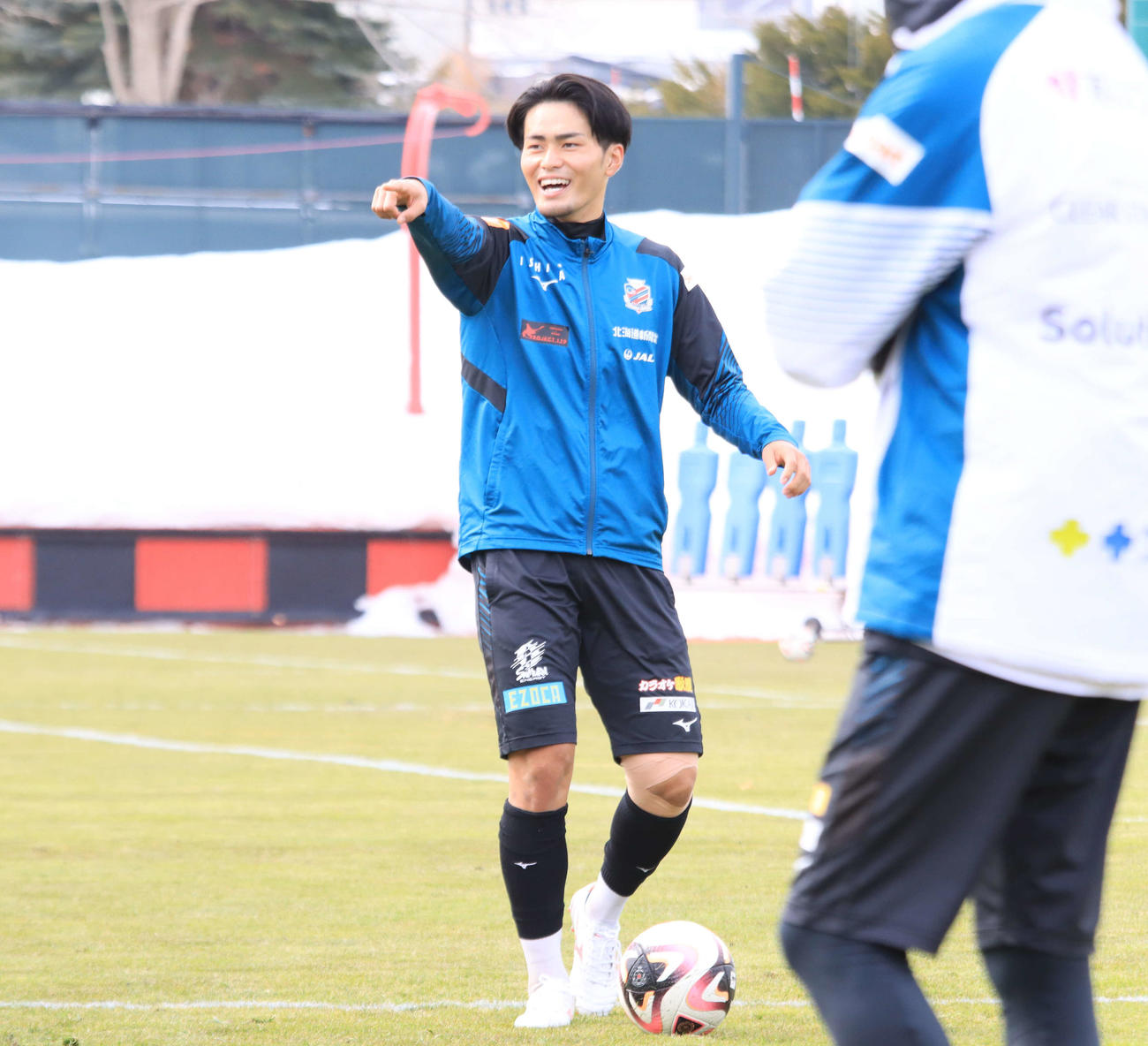 町田戦前日練習に参加する札幌馬場（撮影・保坂果那）