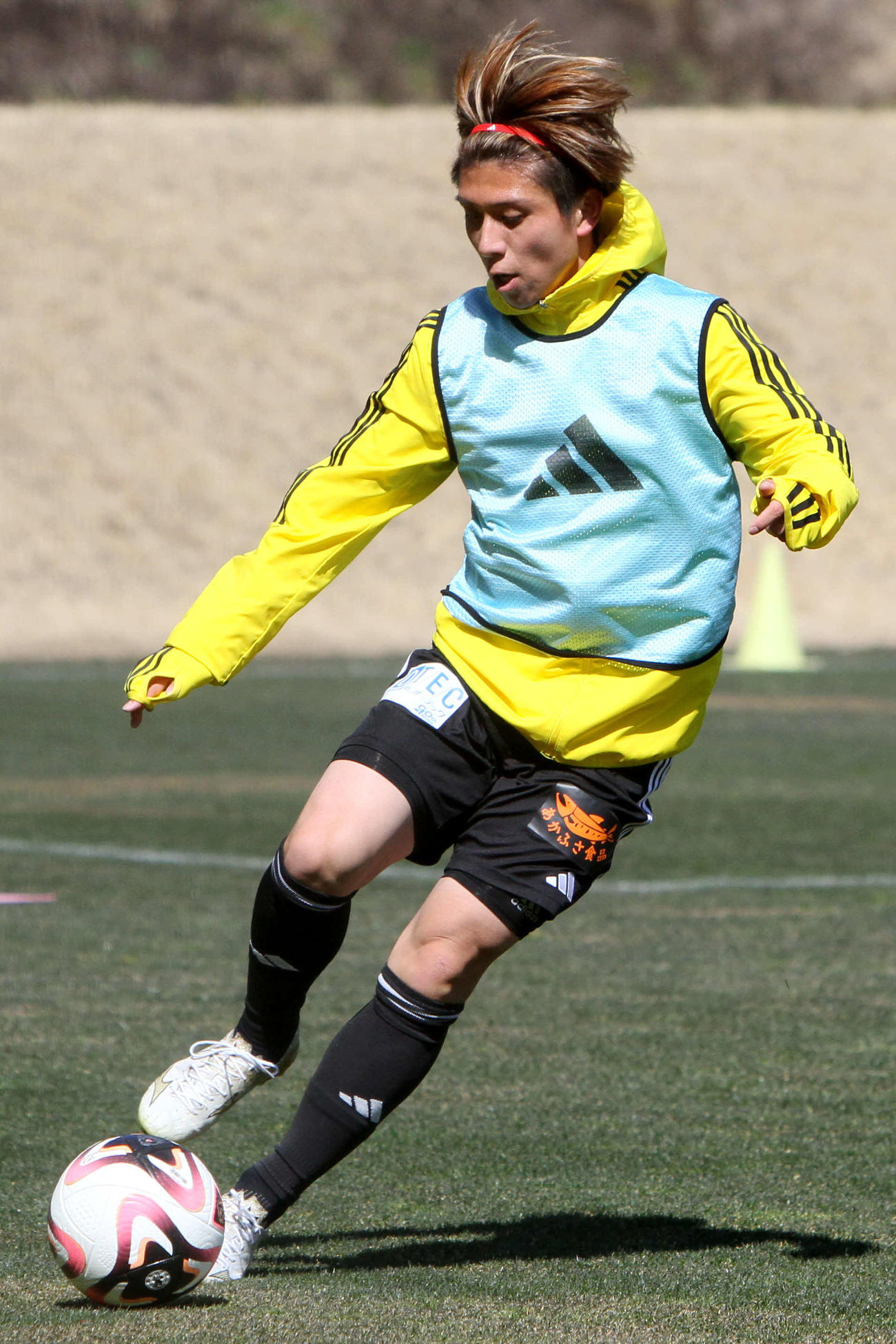 3連勝が懸かる秋田戦に向け、汗を流すMF工藤蒼（撮影・木村有優）