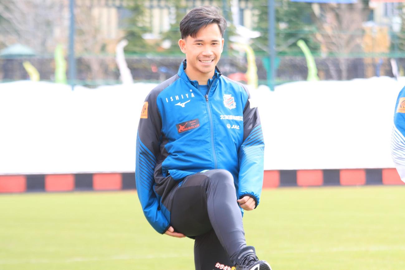 タイ代表活動を終えてチームに合流した札幌スパチョーク（撮影・保坂果那）