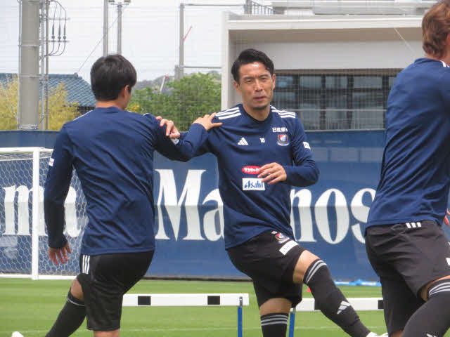 トレーニングに励む横浜MF水沼宏太