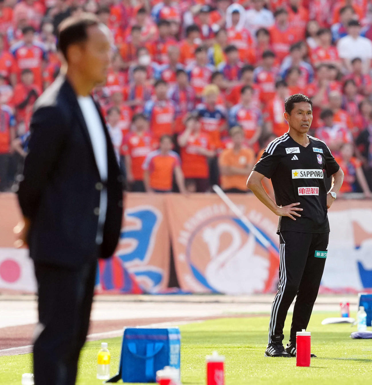 町田対新潟　町田に勝利した新潟松橋監督（撮影・たえ見朱実）