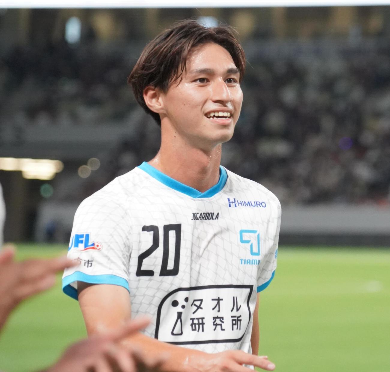 JFL第11節クリアソン新宿戦に勝利したFCティアモ枚方FC小柳陸（撮影・佐藤成）
