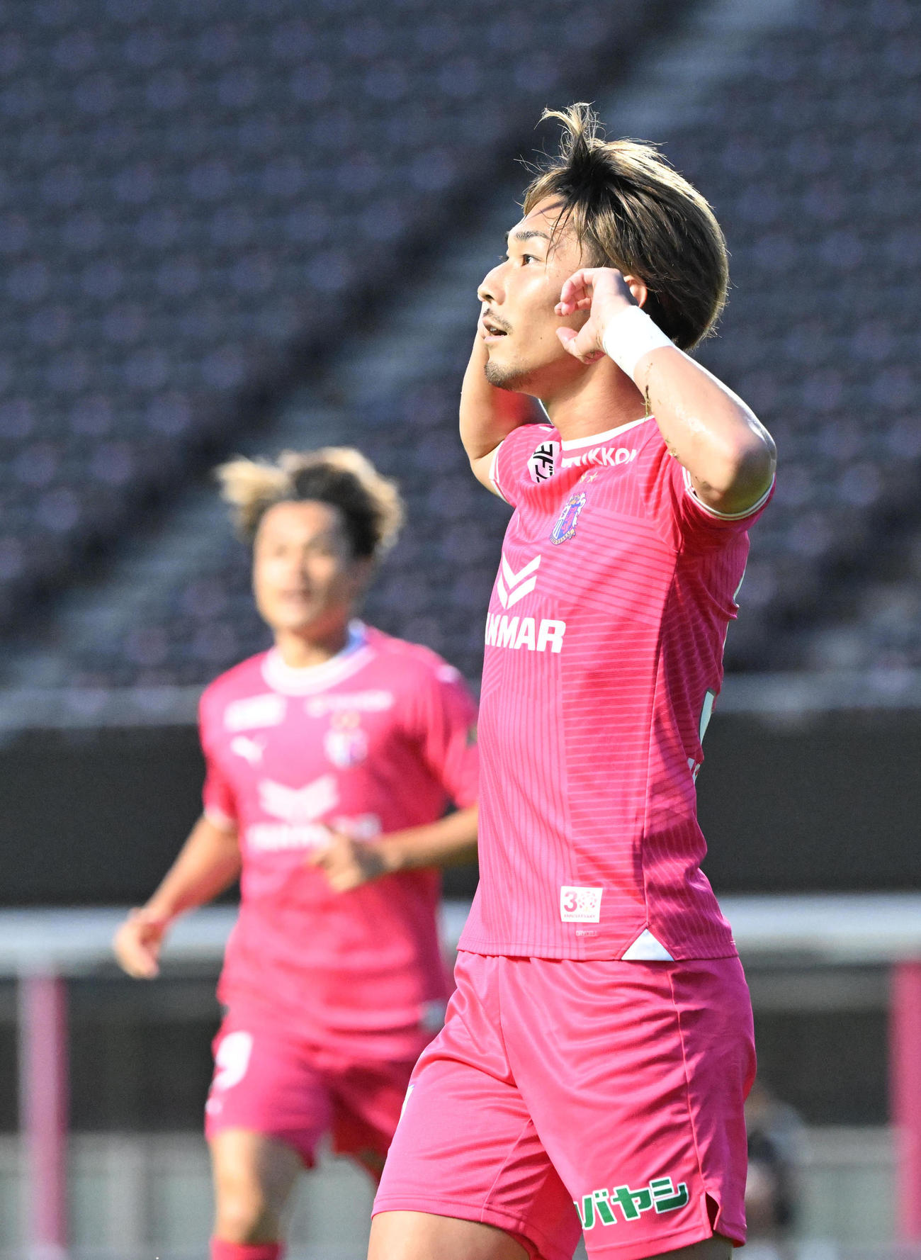 C大阪対ジェイリースFC　前半、ク先制ゴールを決め喜ぶC大阪渡辺りょう（撮影・和賀正仁）