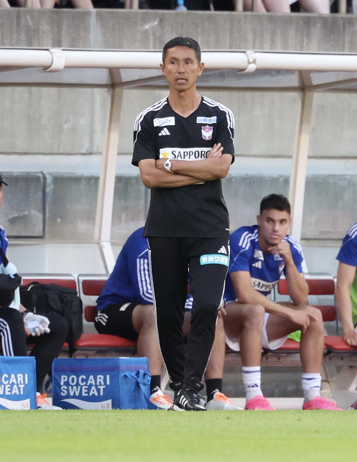 鹿島対新潟　前半、戦況を見守る新潟松橋監督（撮影・河田真司）
