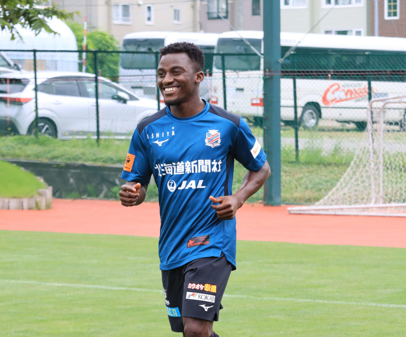 チームに合流した札幌フランシス・カン（撮影・保坂果那）
