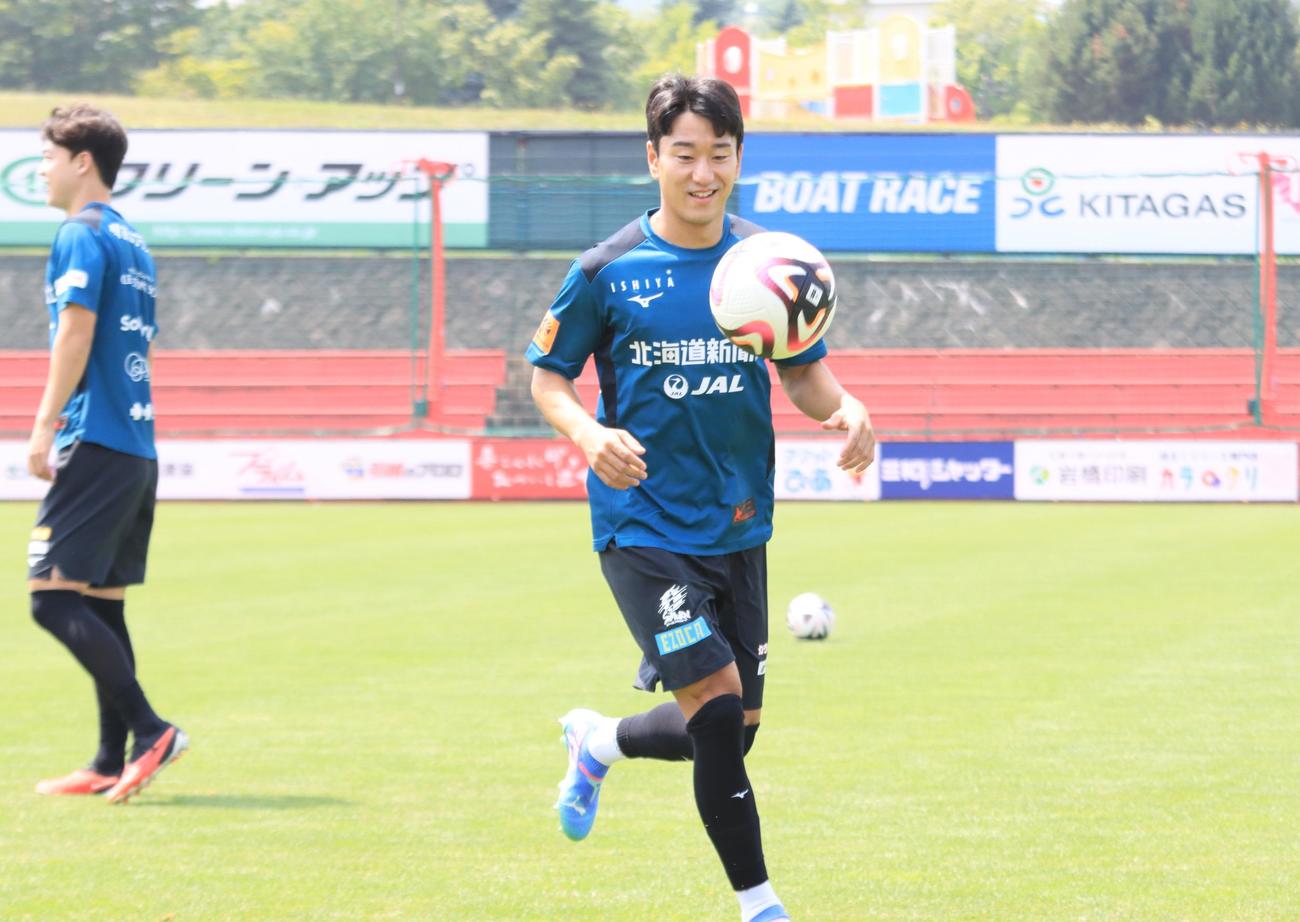 チームに合流した札幌パク・ミンギュ（撮影・保坂果那）