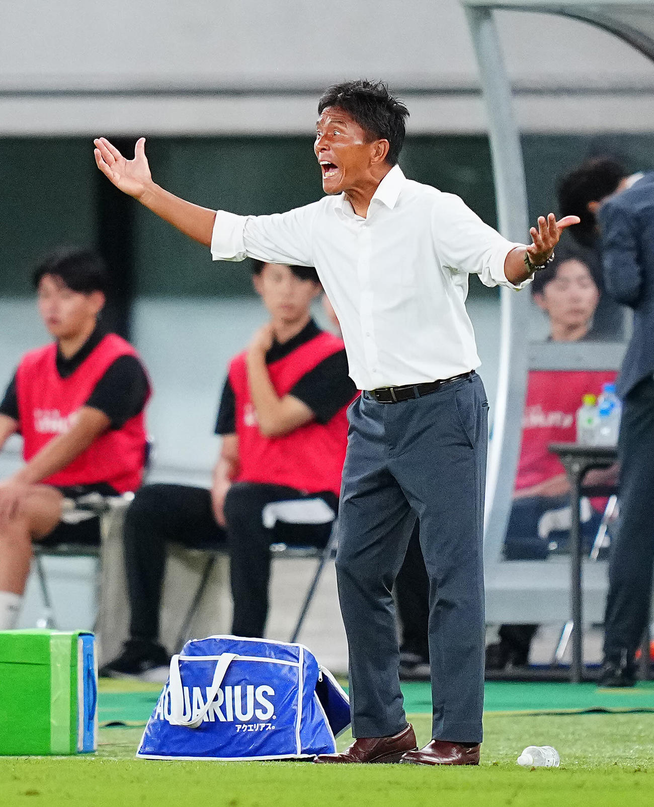 東京V対鳥栖　後半、大声で選手たちに指示を出す東京V城福監督（撮影・垰建太）