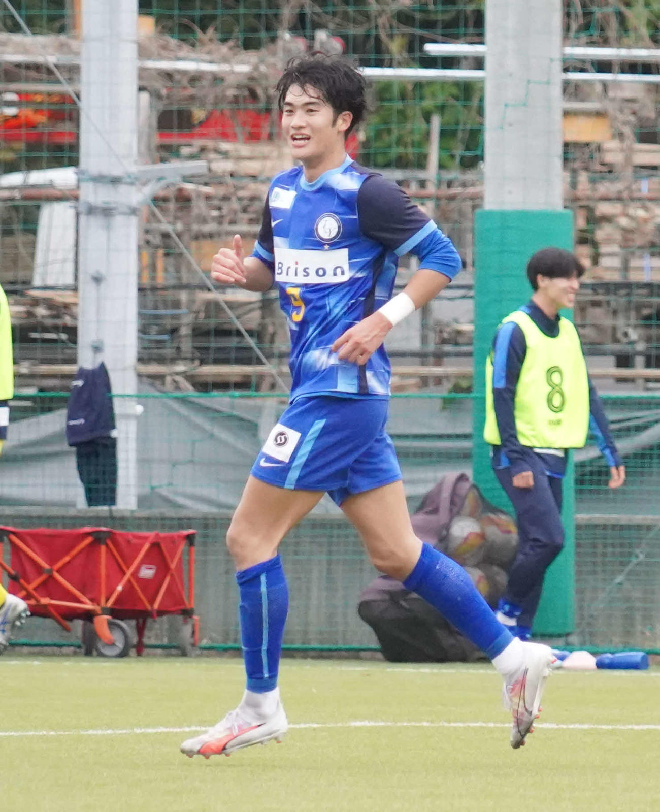 JR東日本カップ2024　第98回関東大学サッカーリーグ戦1部の桐蔭横浜大－筑波大戦でプレーする桐蔭横浜大FW渡辺啓吾（撮影・佐藤成）