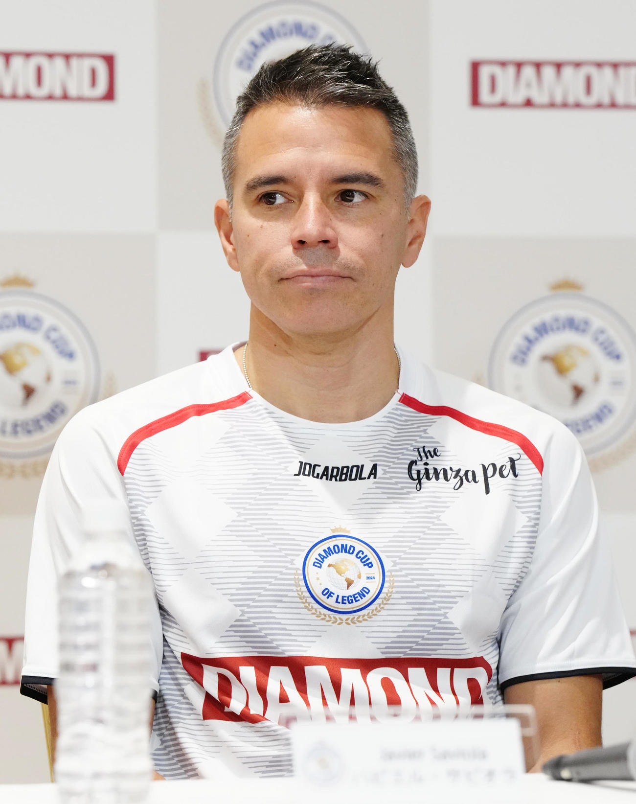 「DIAMOND CUP OF LEGEND」記者会見に臨むサビオラ氏（撮影・江口和貴）