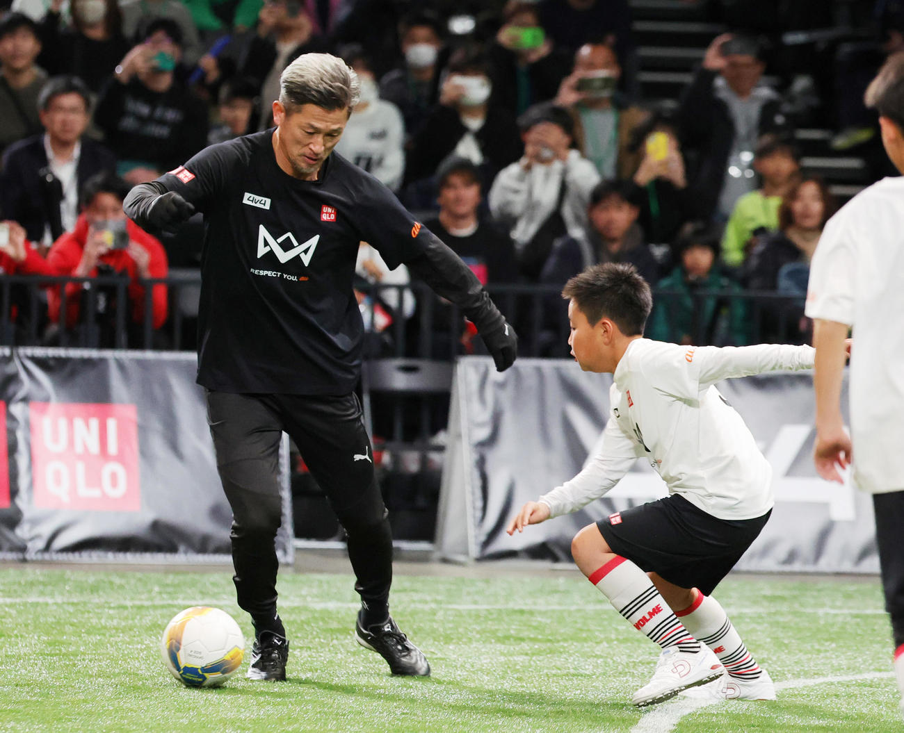 優勝チームとの試合に登場したカズ（撮影・野上伸悟）