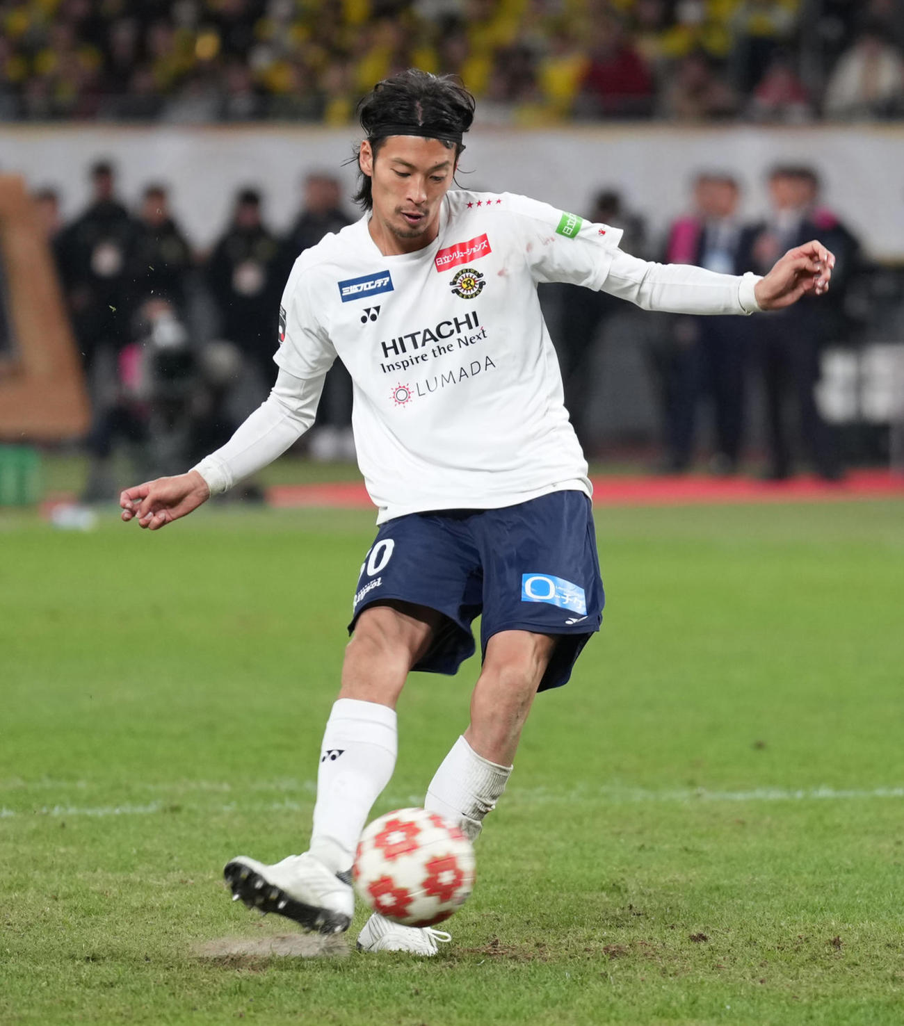 PKを蹴る柏立田（2023年12月撮影）