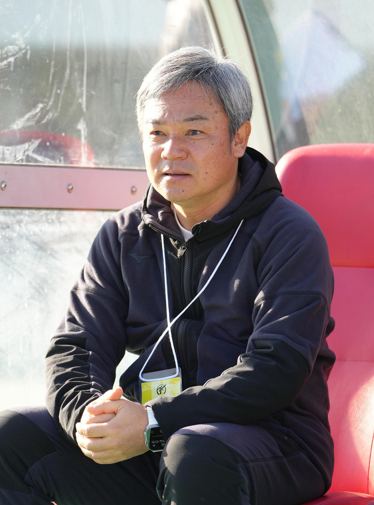 静岡学園対広島国際学院　試合に臨む静岡学園・川口監督（撮影・足立雅史）