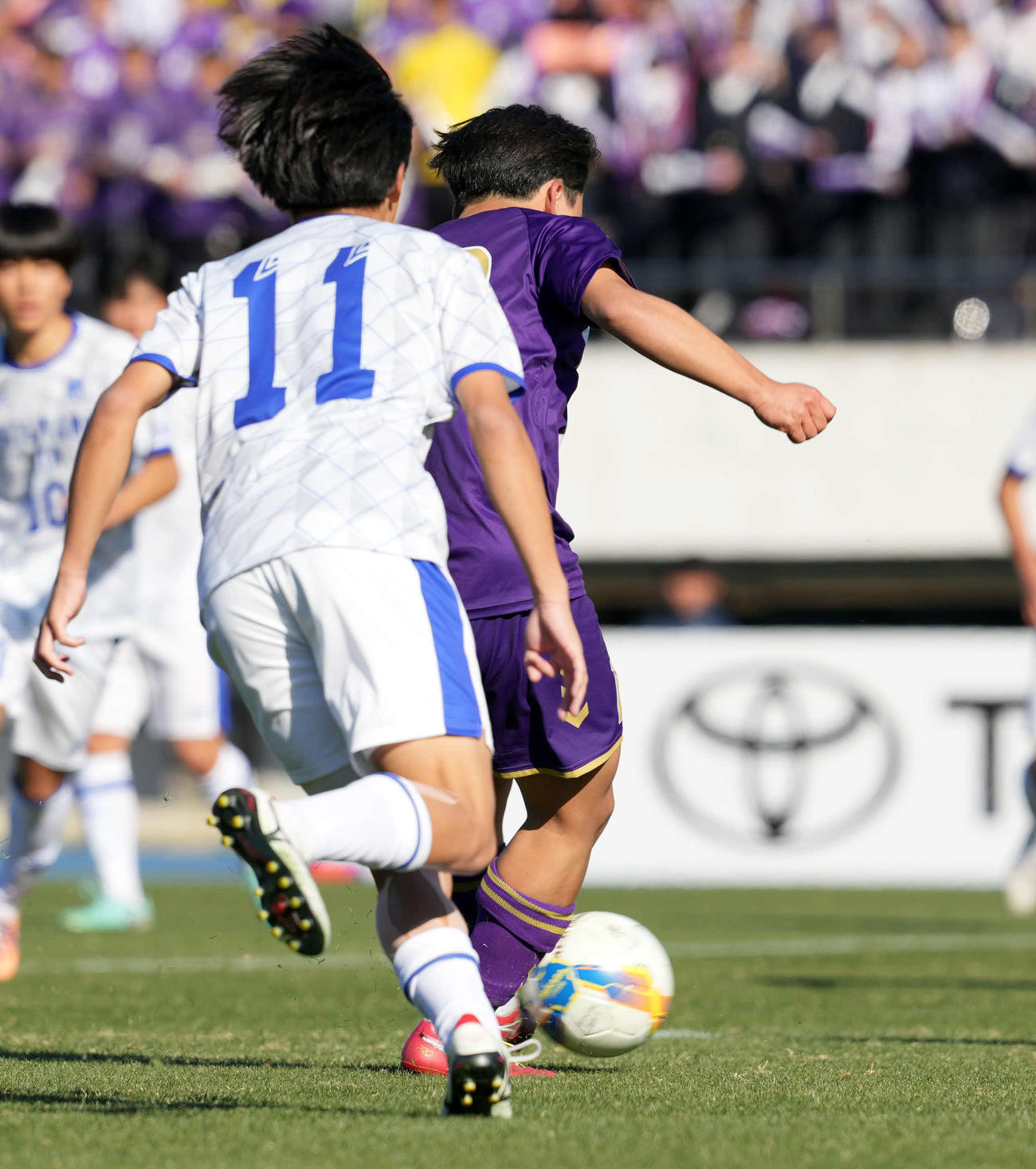 松山北対堀越　後半、ゴールを決める堀越・三鴨（撮影・たえ見朱実）