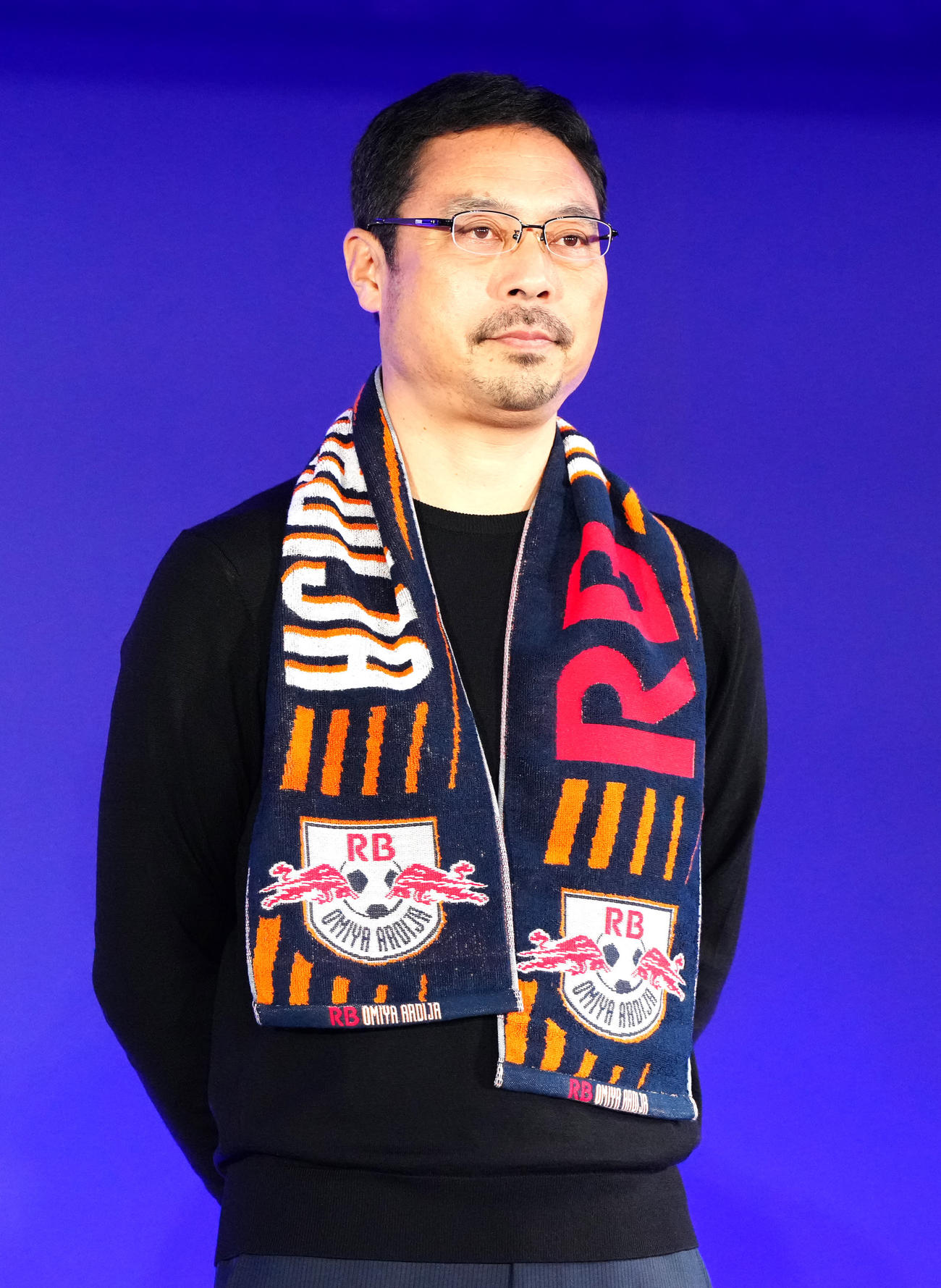 RB大宮キックオフイベントに臨む山本スポーツダイレクター（撮影・江口和貴）
