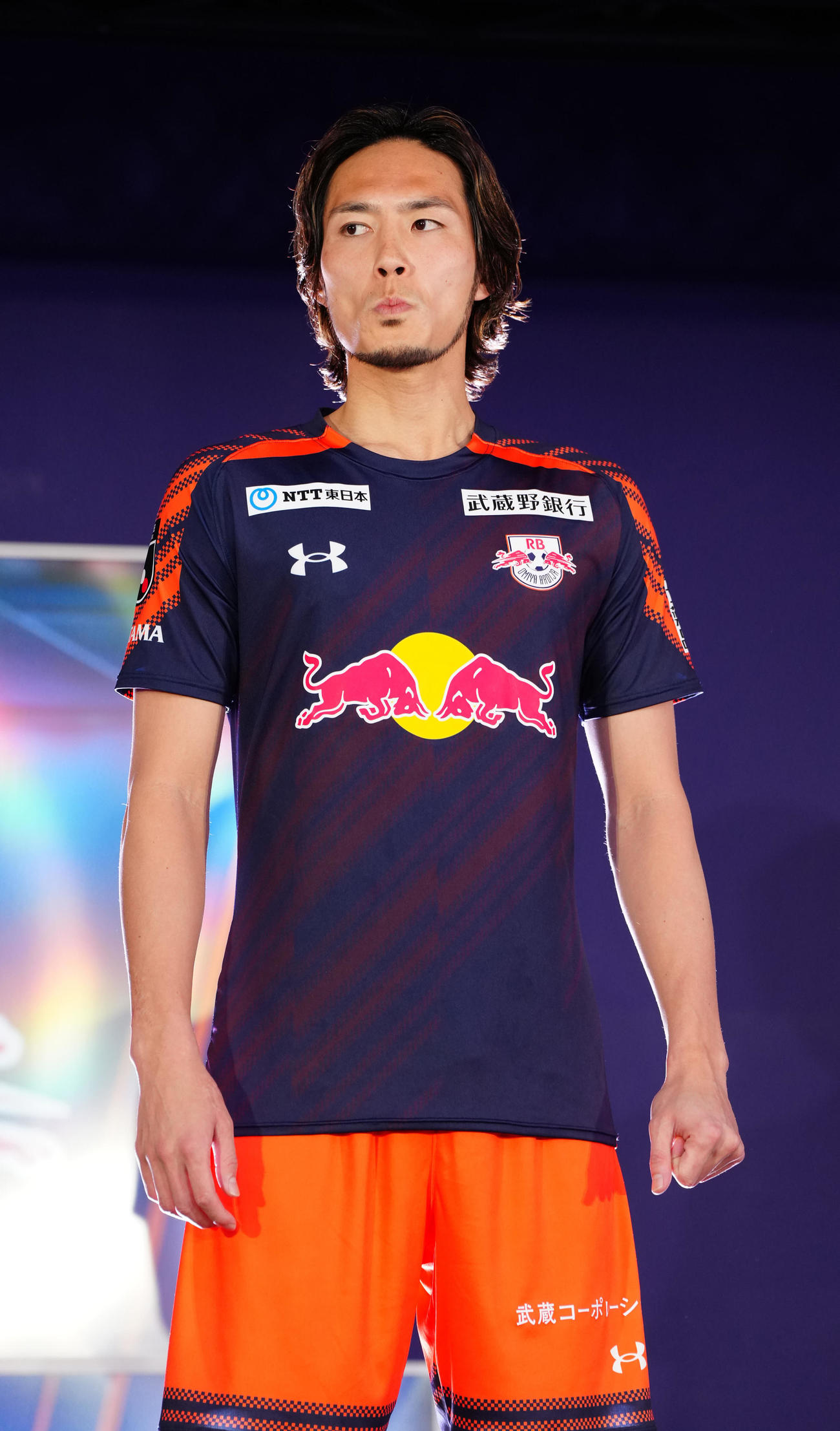 キックオフイベントで新ユニホームを着るRB大宮の杉本（撮影・江口和貴）