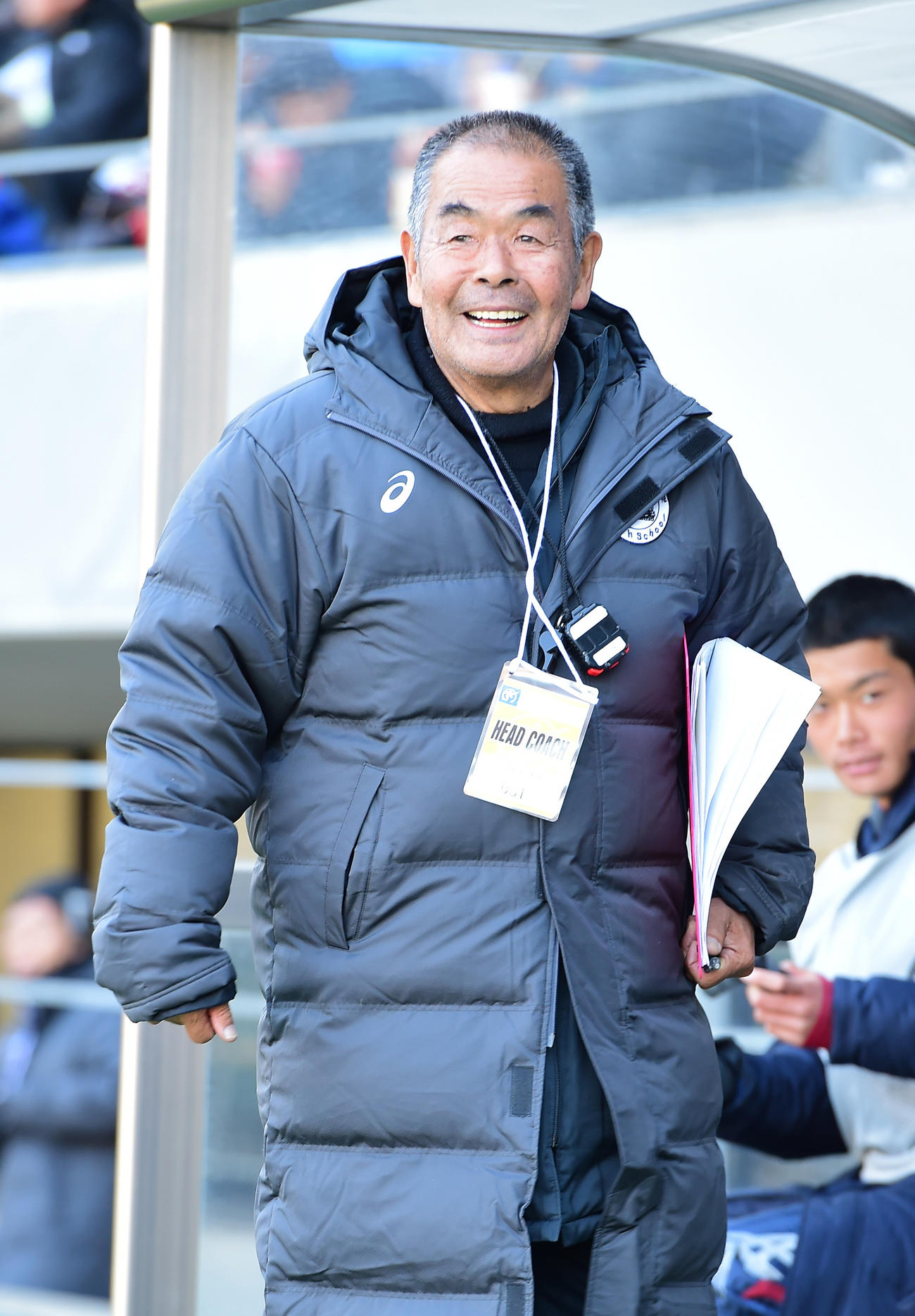 第96回全国高校サッカー選手権　3回戦　長崎総合科学大付対青森山田　青森山田戦に臨む長崎総合科学大付・小嶺忠敏監督（2018年1月3日撮影）