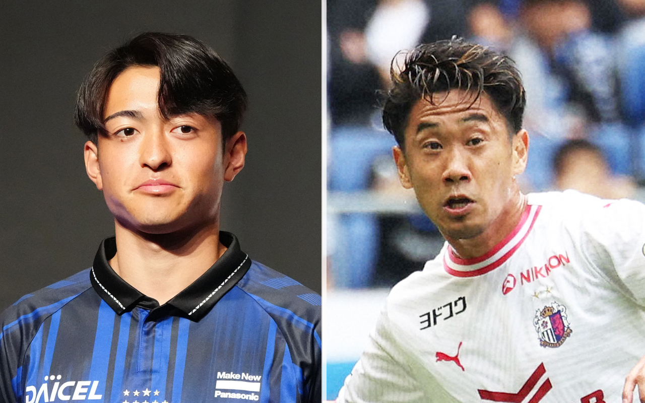 G大阪名和田我空（左）と香川真司