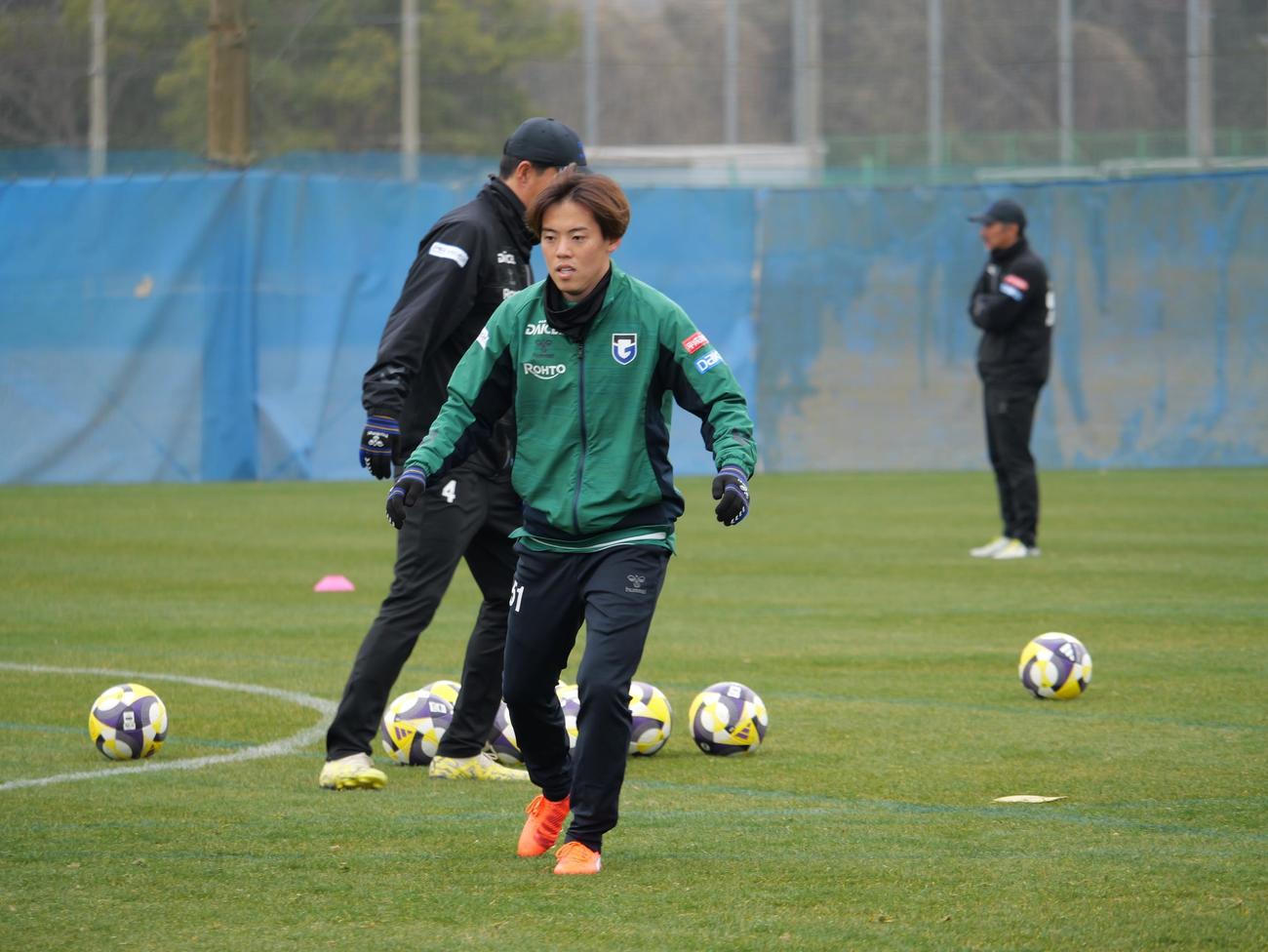 全体練習に合流したG大阪FW満田誠(C)GAMBA OSAKA