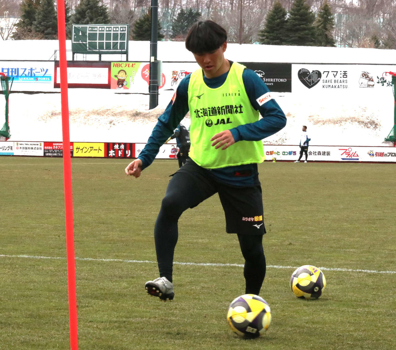 名古屋産大から札幌に加入し、チームに合流した林田友兜（撮影・保坂果那）