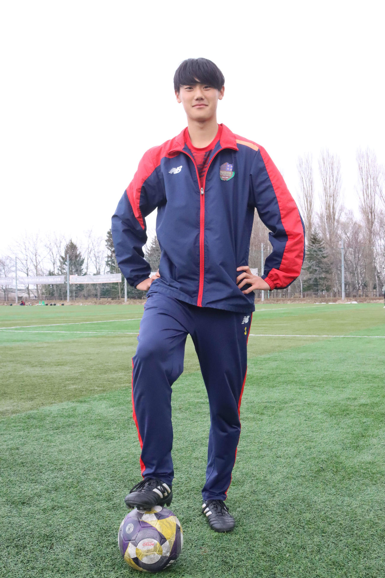 高円宮杯U－18プリンスリーグ北海道開幕に向けて調整する札幌大谷・大石（撮影・保坂果那）