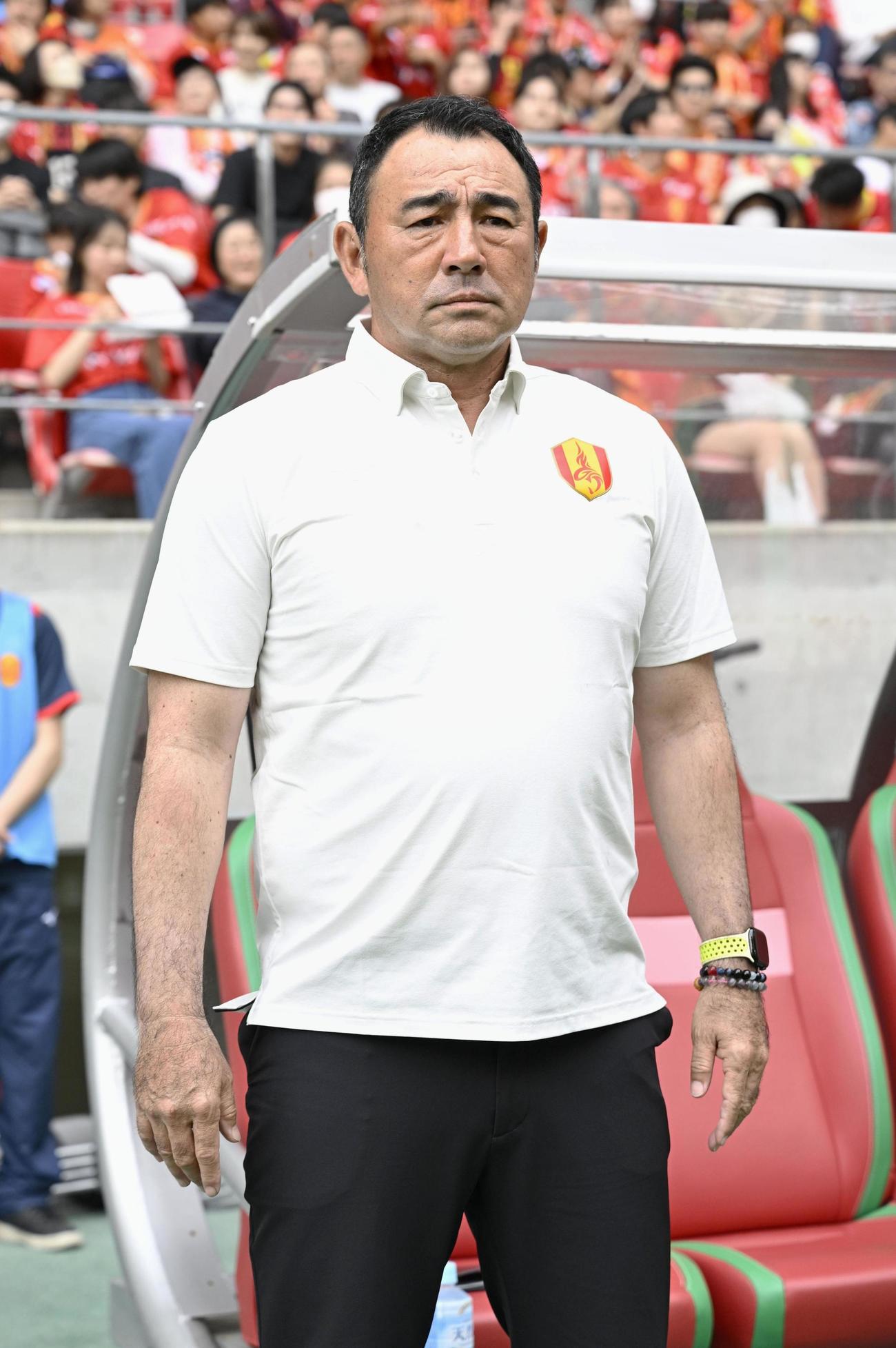 名古屋対広島　監督在任中のJ1での通算試合数が594となり、過去最多記録に並んだ名古屋・長谷川監督（共同）