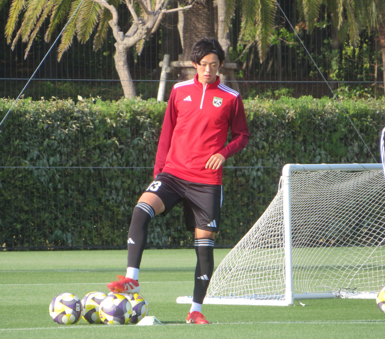 U－22Jリーグ選抜の活動に参加したMF山本丈偉（撮影・佐藤成）