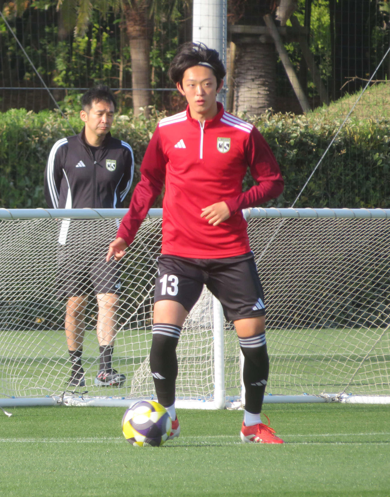 U－22Jリーグ選抜の活動に参加したMF山本丈偉（撮影・佐藤成）