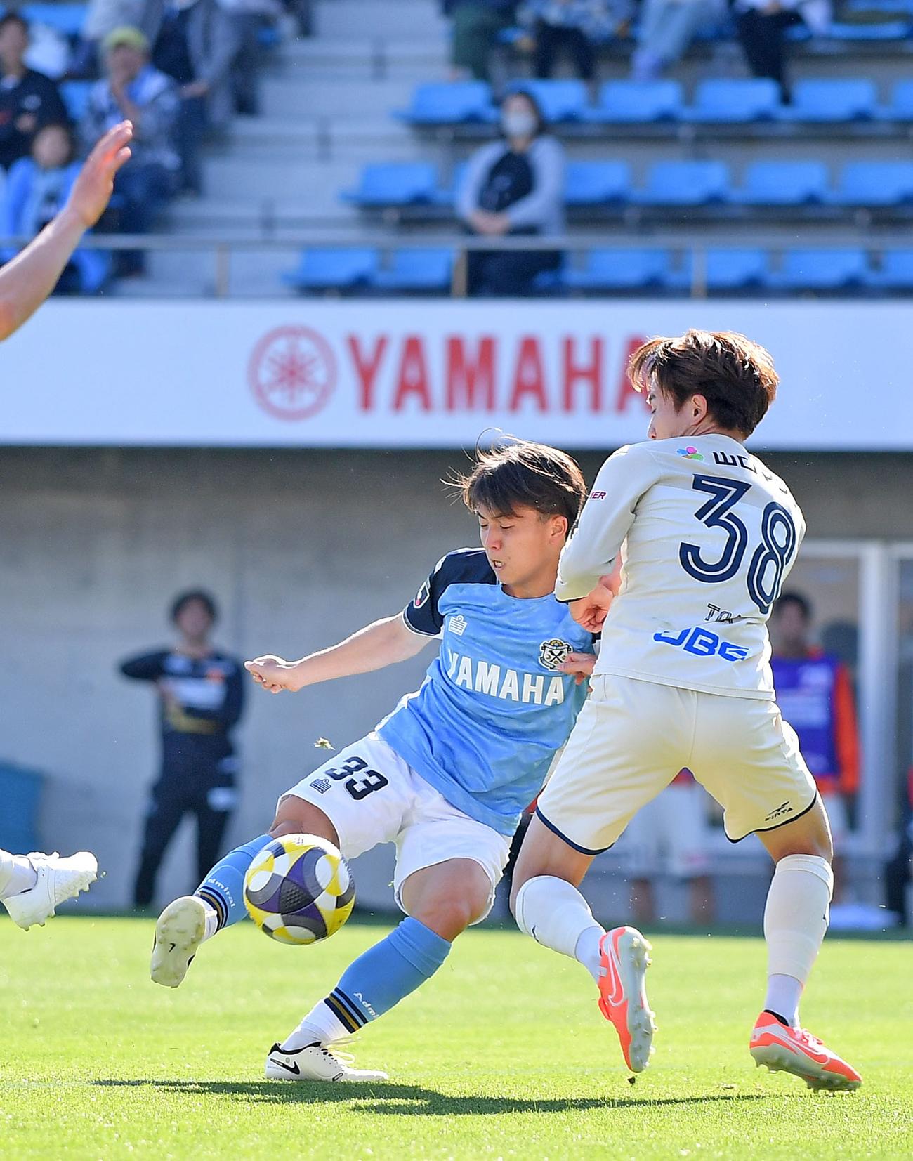 前半、磐田川合の右足ボレーでネットを揺らすも、直前のファウルでノーゴールとなる