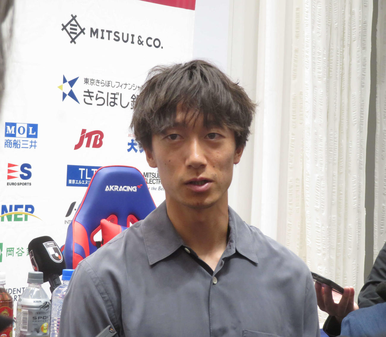 FC東京への完全移籍が発表されたDF室屋成（撮影・佐藤成）