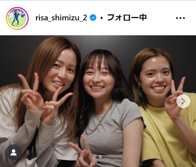 清水梨紗と影山優佳、長谷川唯の仲良し3S（インスタグラムから）
