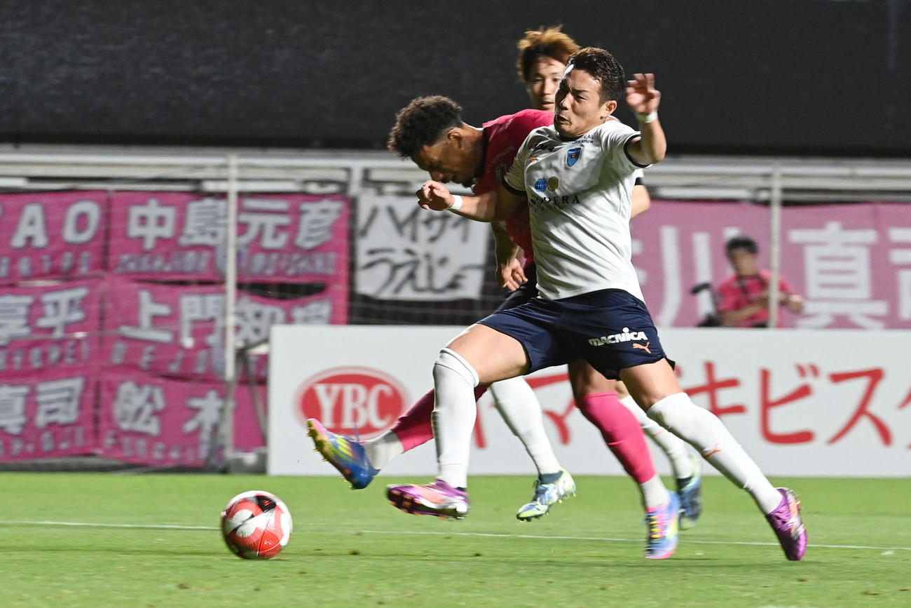 C大阪対横浜FC　後半、ゴールを決めるC大阪のRハットン（撮影・滝沢美穂子）