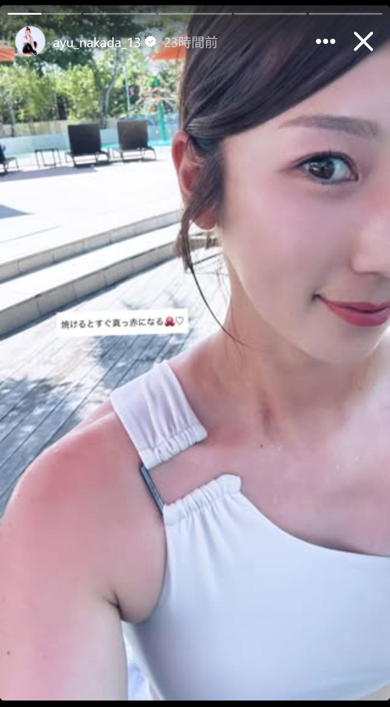 珍しい水着ショットを披露した仲田歩夢（インスタグラムから）