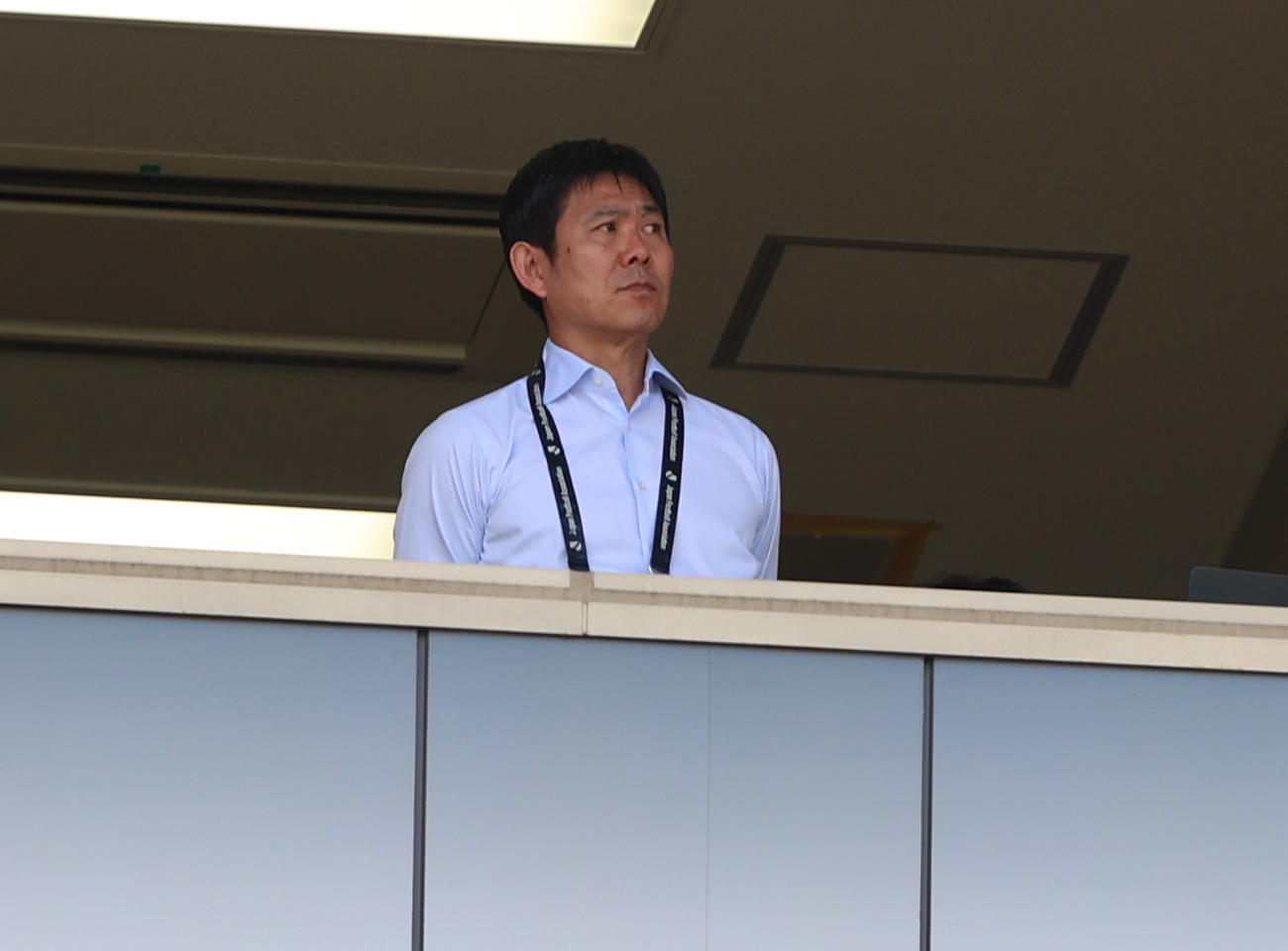町田対鹿島　視察に訪れた日本代表の森保監督（撮影・水谷安孝）