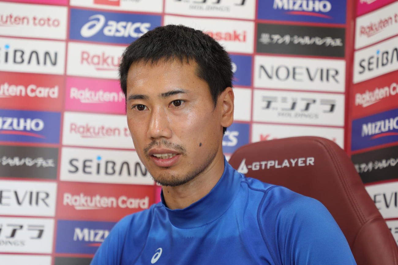 福岡戦に向けたオンライン取材に応じる神戸GK前川（C）VISSEL KOBE