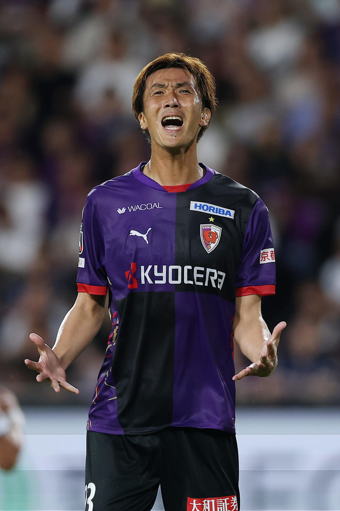 京都対G大阪　前半、シュートを決めきれず悔しがる京都長沢（撮影・前田充）
