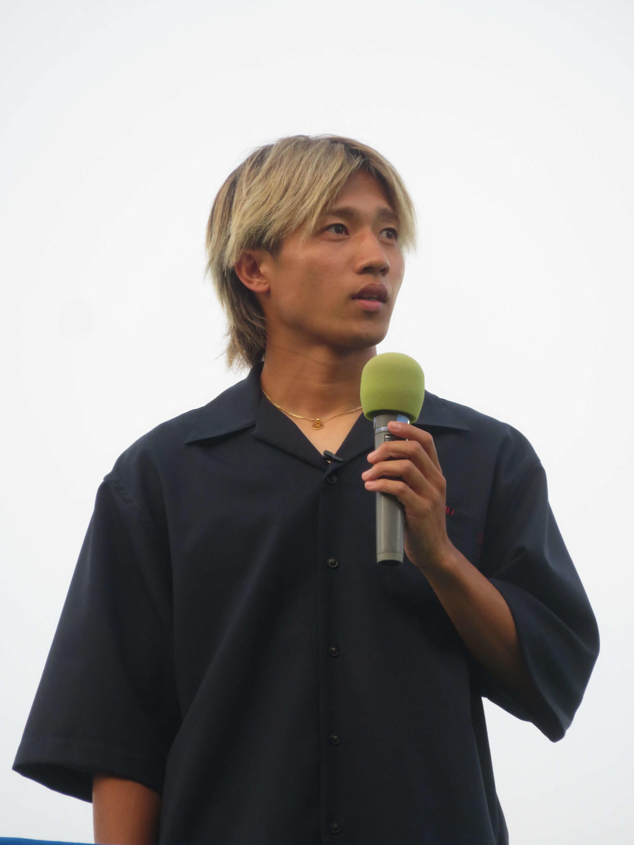デンマーク1部ブレンビーへ移籍するため、退団セレモニーを行った湘南ベルマーレFW福田翔生（撮影・佐藤成）