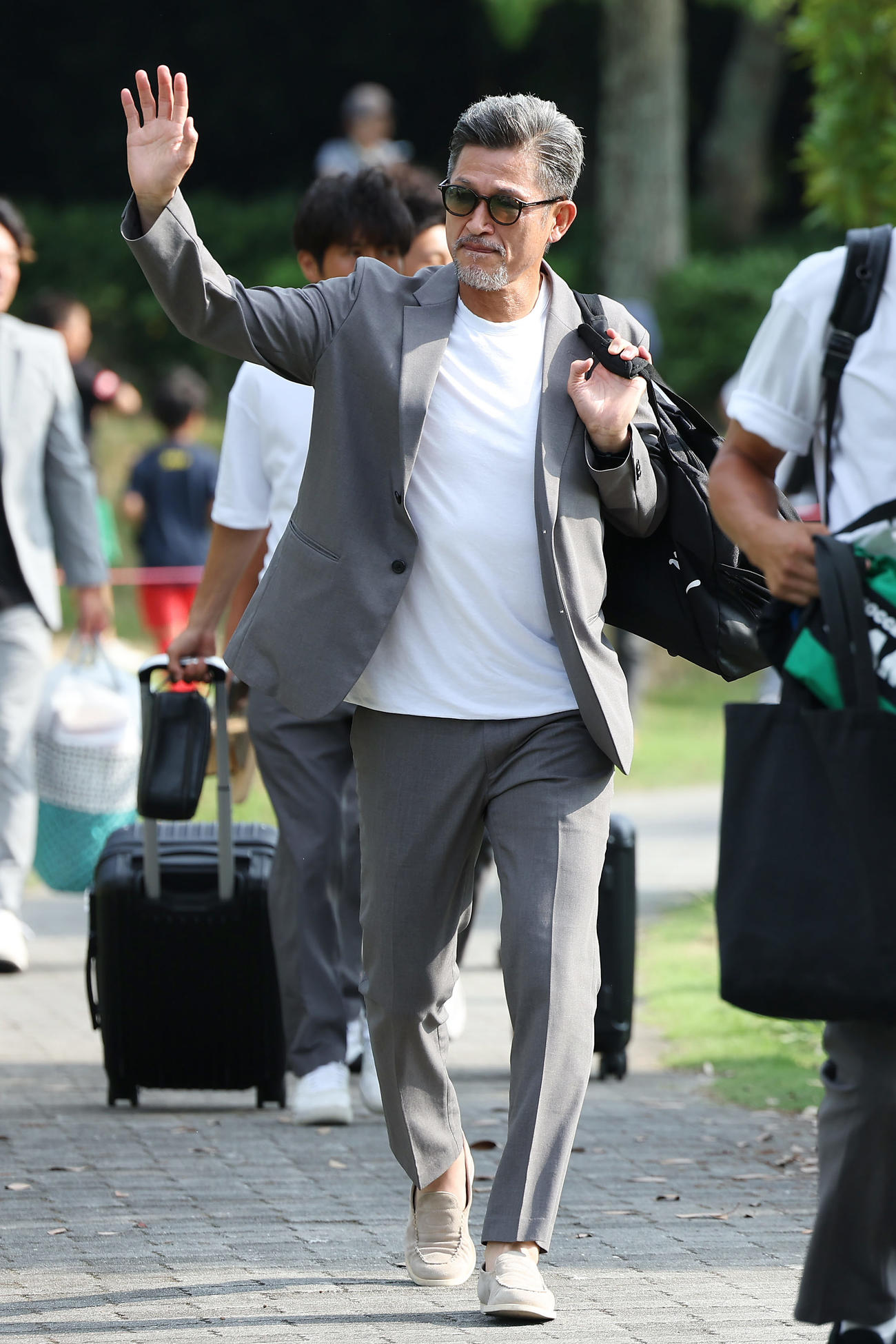 JFL鈴鹿対三重　スタジアムに到着した鈴鹿カズ（撮影・前田充）