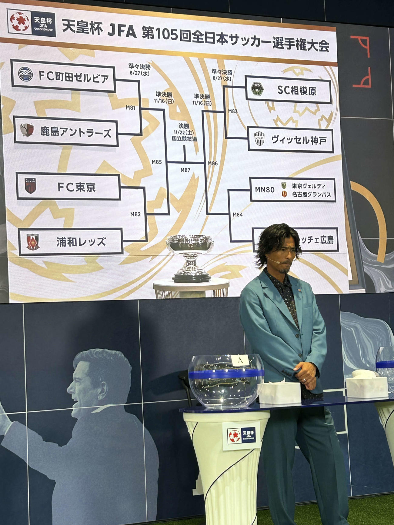 天皇杯のドロワーを務めた元日本代表の中沢佑二氏