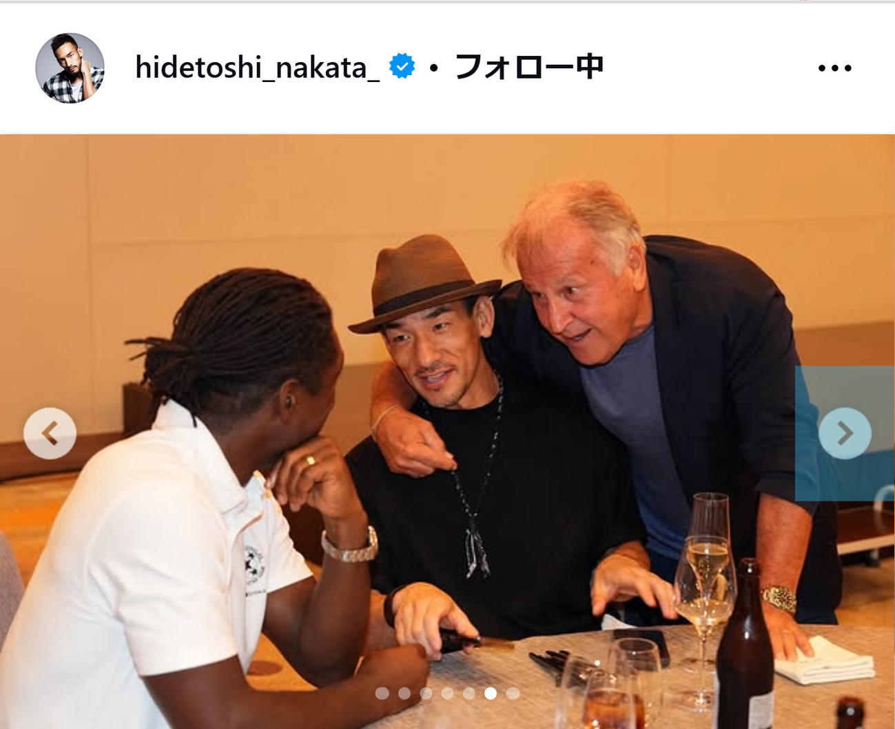中田英寿氏のインスタグラムから