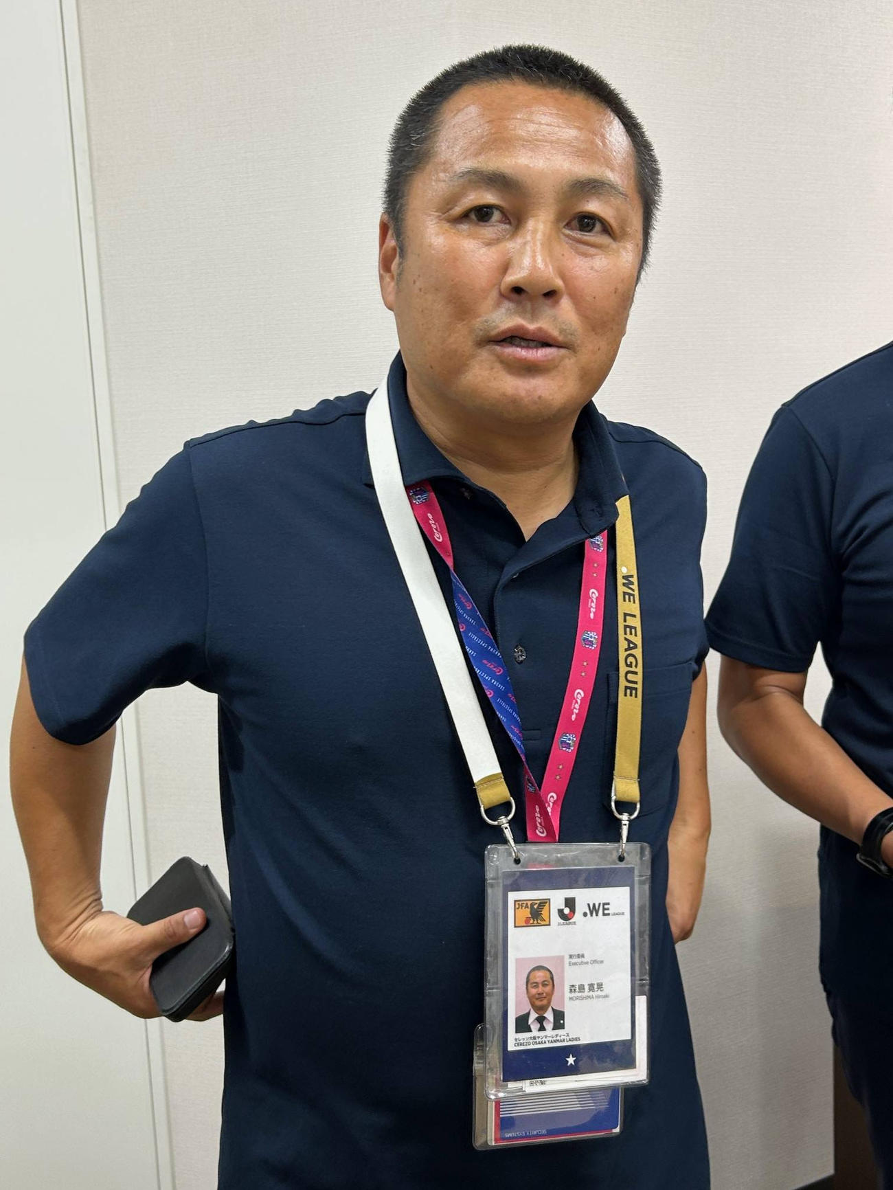 取材に応じるC大阪森島会長