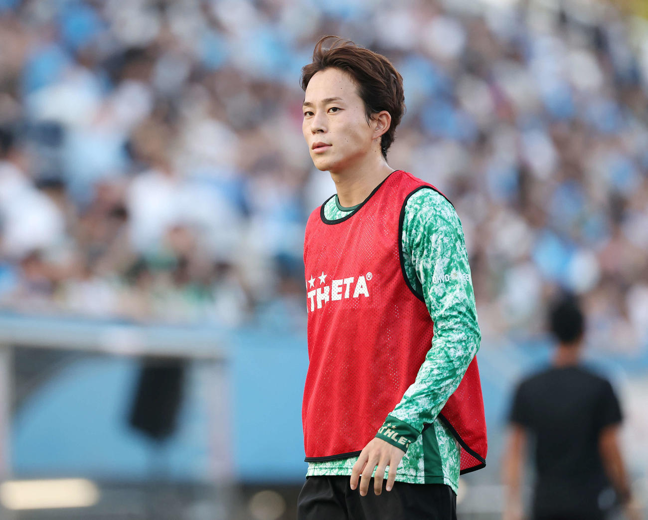 横浜FC対東京V　試合前、ウオーミングアップする東京V森田（撮影・宮地輝）