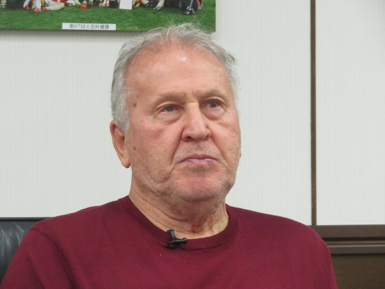 取材に応じた鹿島アントラーズのクラブアドバイザーを務めるジーコ氏（撮影・佐藤成）