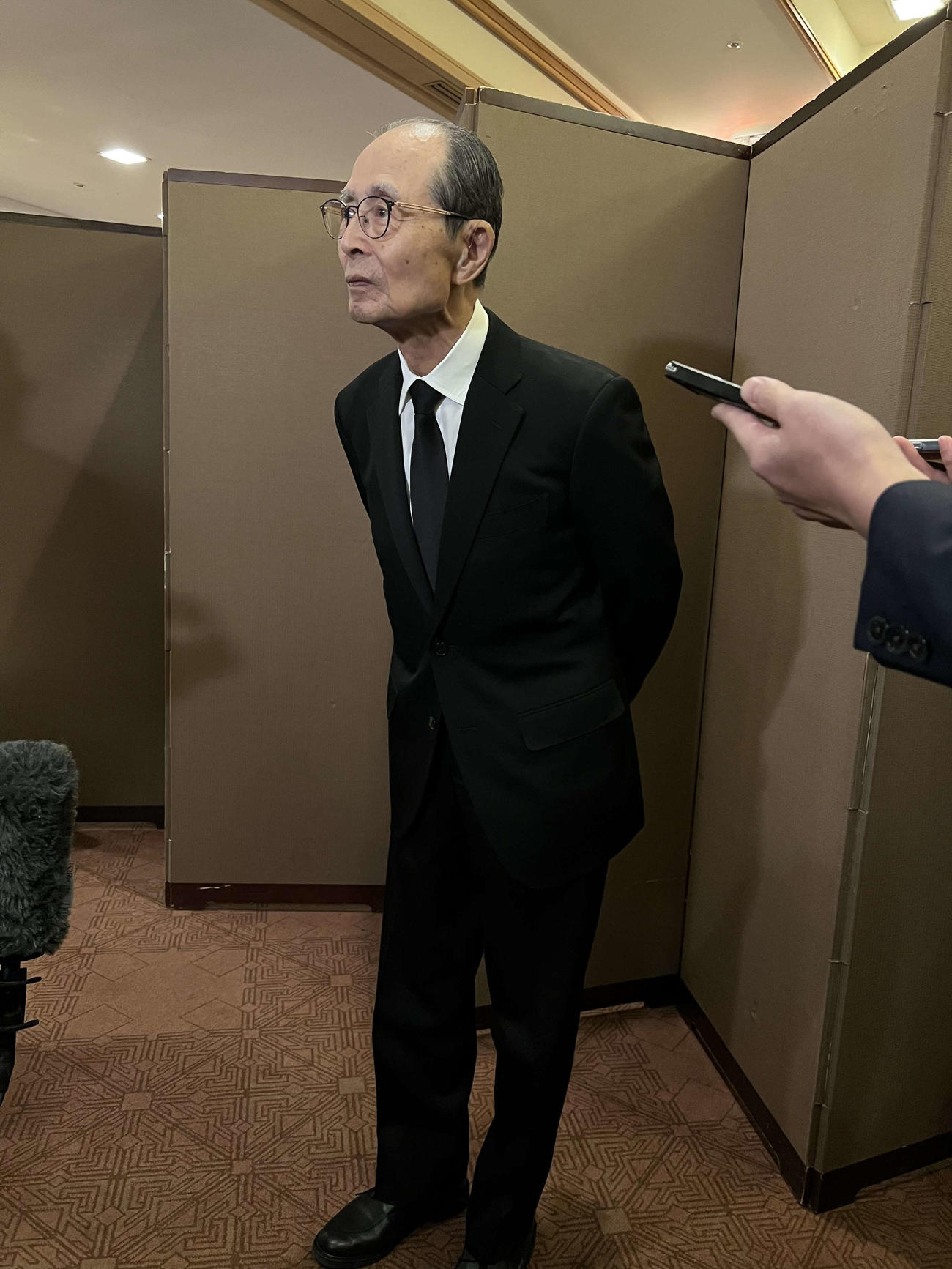 釜本邦茂さんのお別れの会に参加した王貞治氏（撮影・佐藤成）