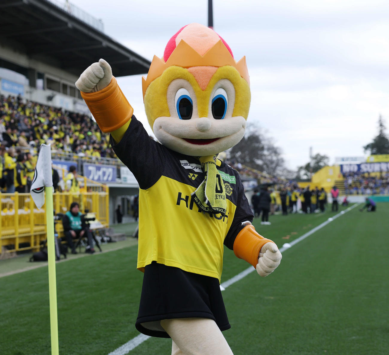 柏対町田　試合前、盛り上がる柏レイくん（撮影・宮地輝）